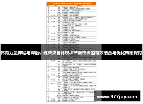 体育力量课程与课后训练效果自评模块节奏模板的有效结合与优化策略探讨